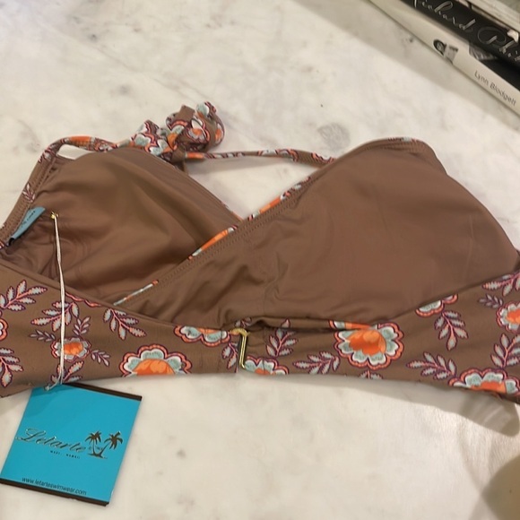 Letarte Floral Printed Crossover Swim Top - Picture 7 of 10